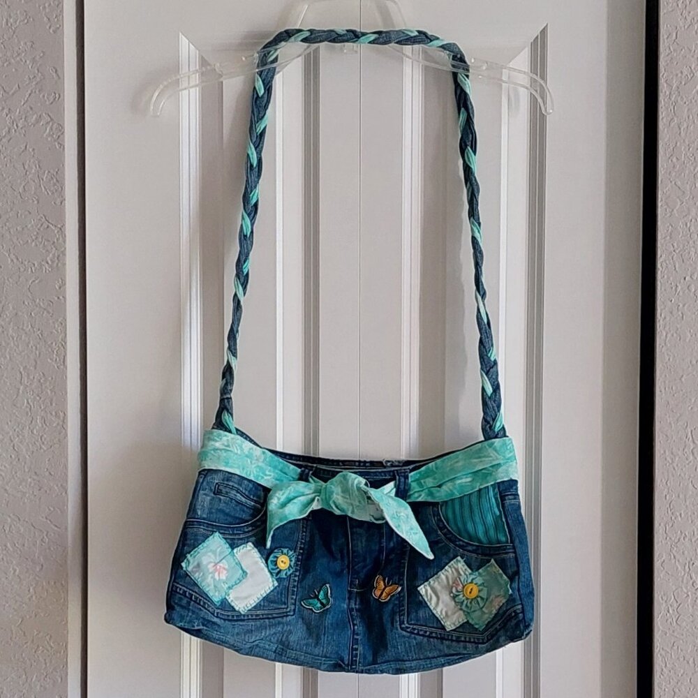 L.e.i. Large Blue Denim Y2K Crossbody Messenger Purse